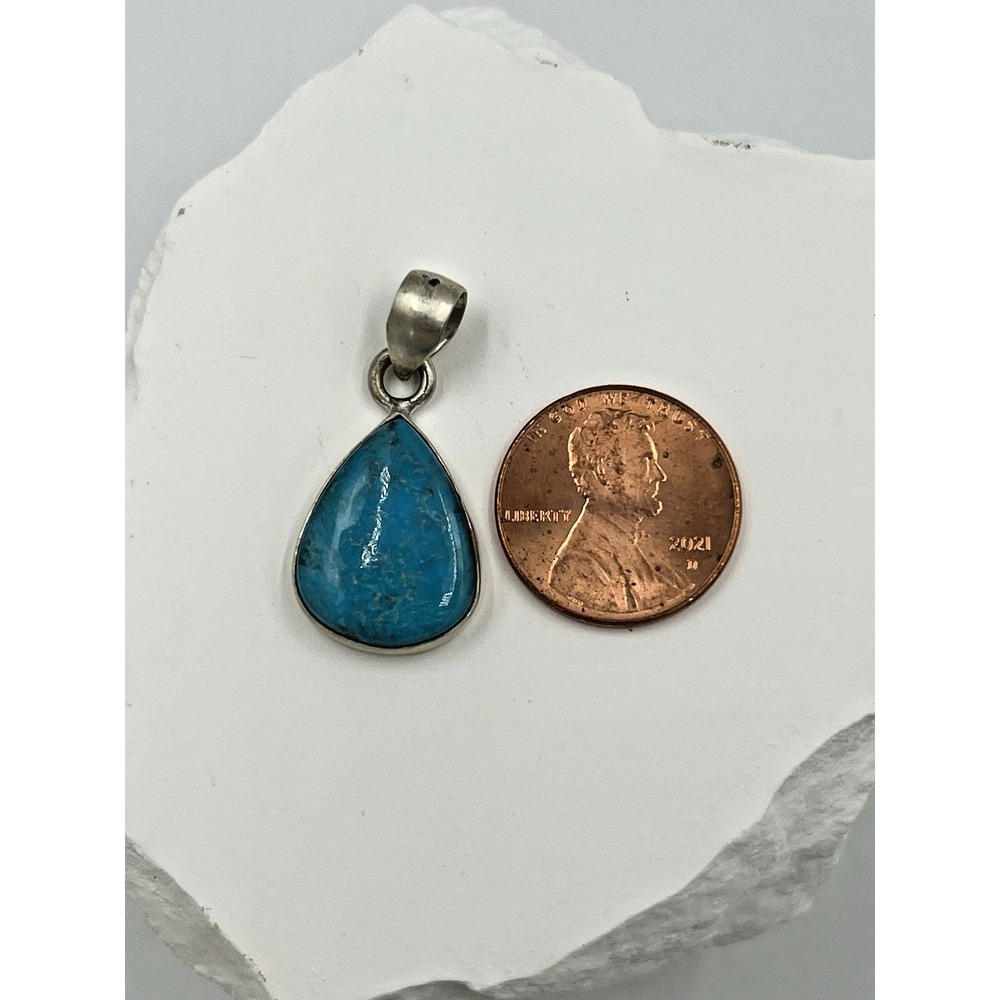 Kingman Turquoise Sterling Silver .925 Teardrop Pendant NWOT - Picture 8 of 11